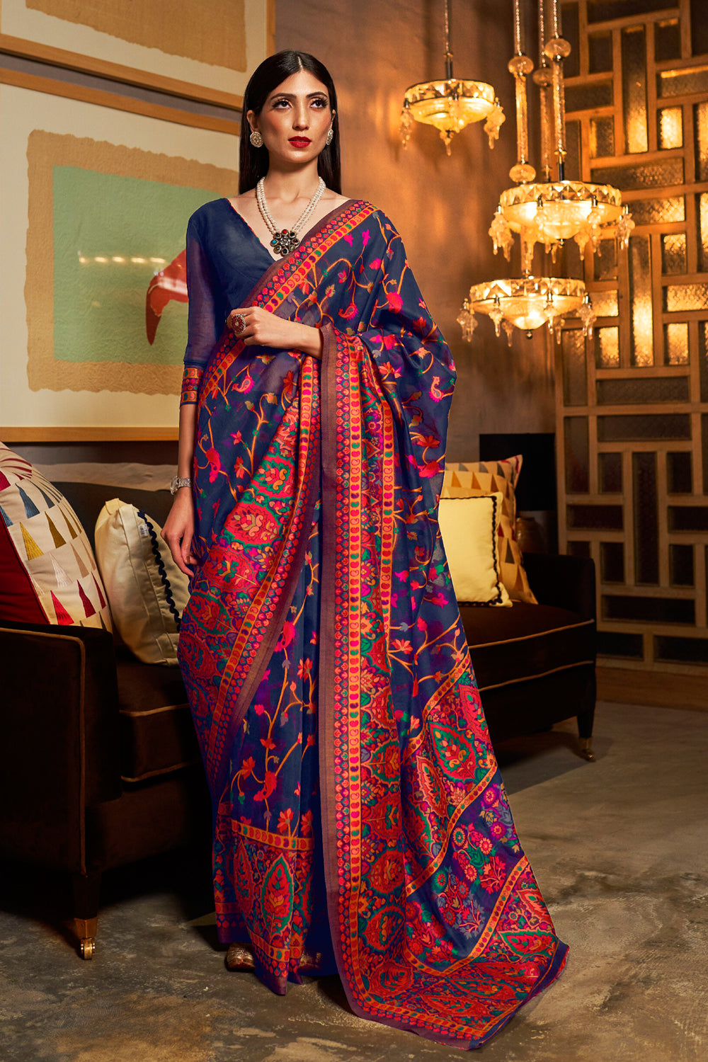 berry blue banarasi saree 2 2