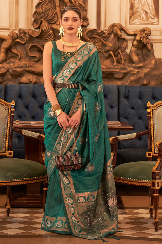 castleton green tusser silk saree 3