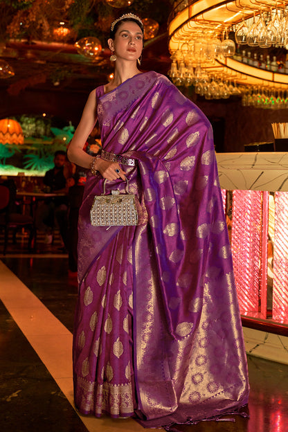 plum purple kanjivaram saree 1 3