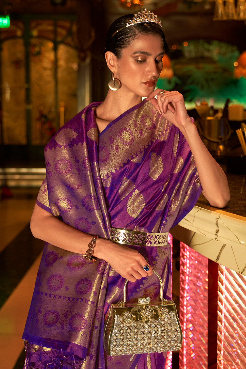 plum purple kanjivaram saree 1 1