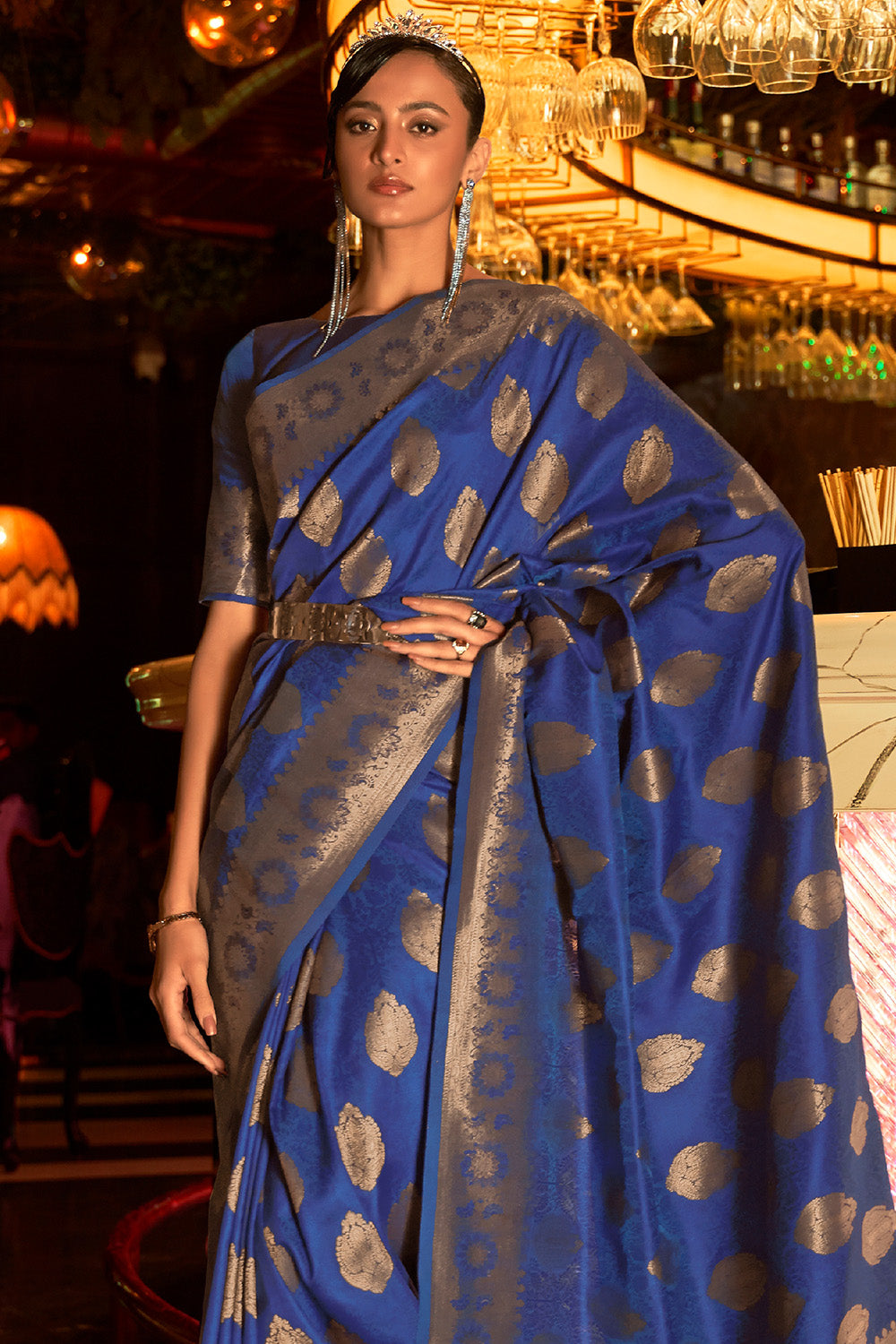 oxford blue kanjivaram saree 1