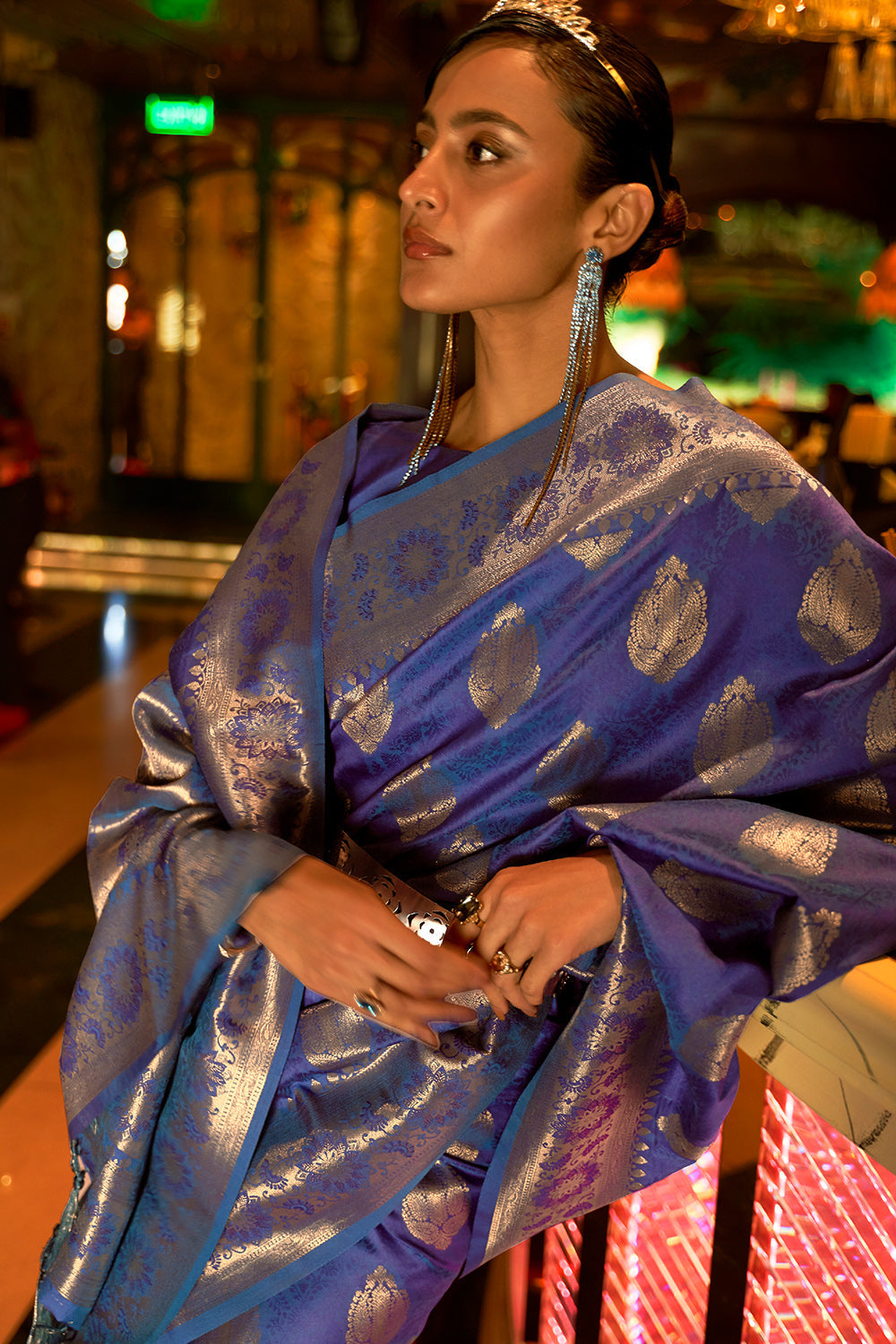 oxford blue kanjivaram saree 4