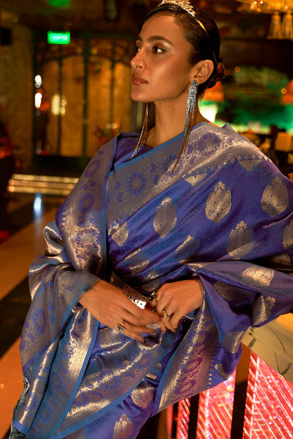 oxford blue kanjivaram saree 4