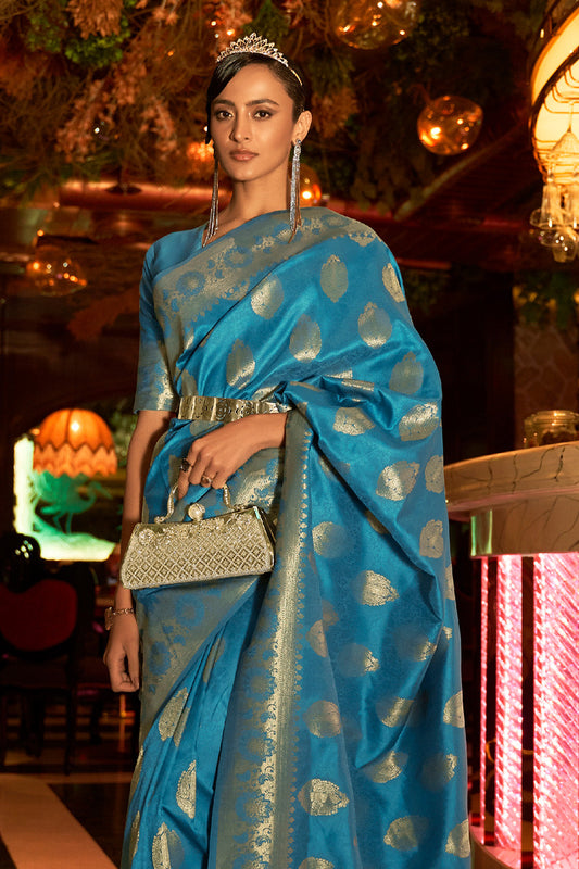 ocean blue kanjivaram saree 3 1