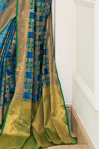 berry blue banarasi saree 1 3