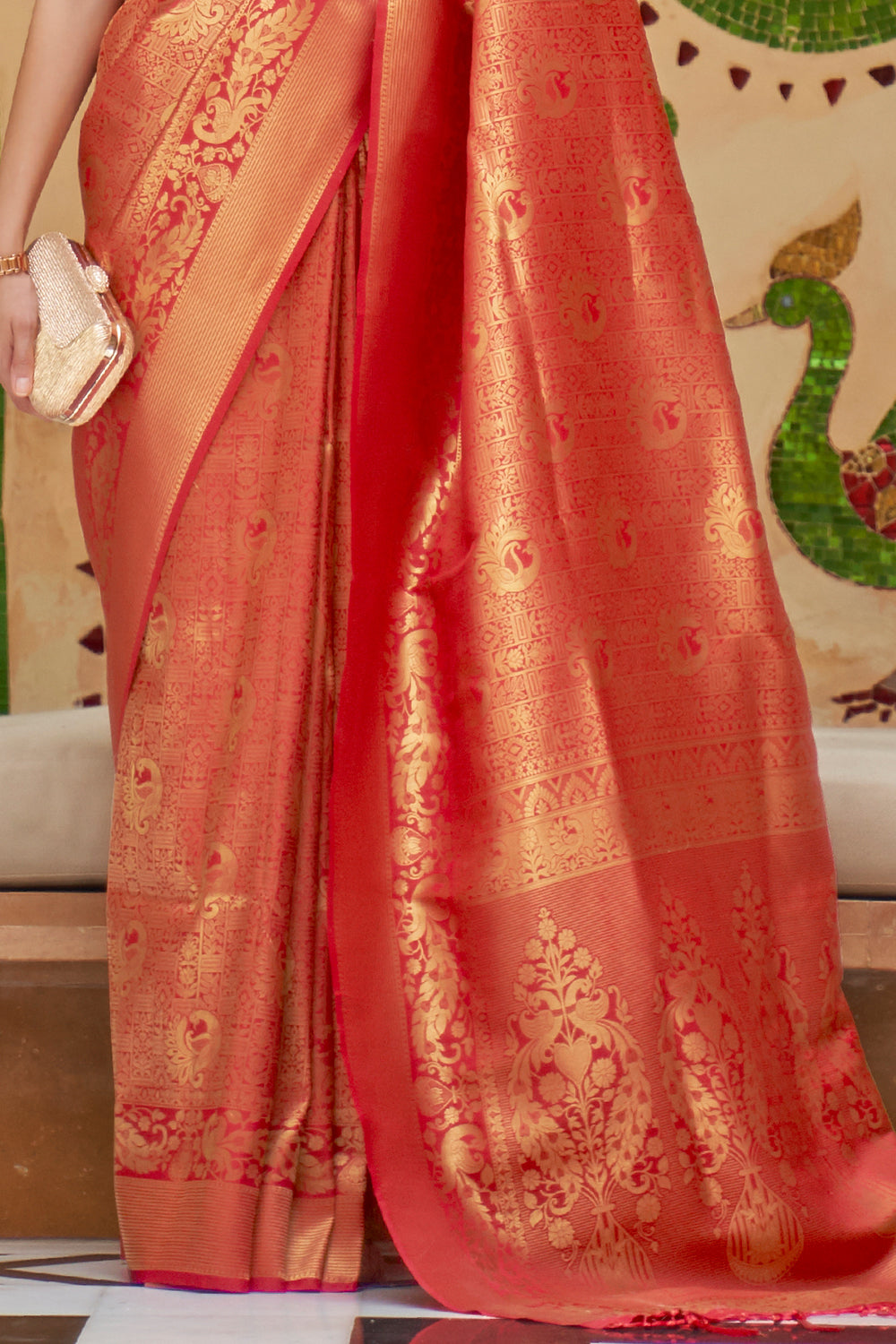 crimson red kanjivaram saree 4 4