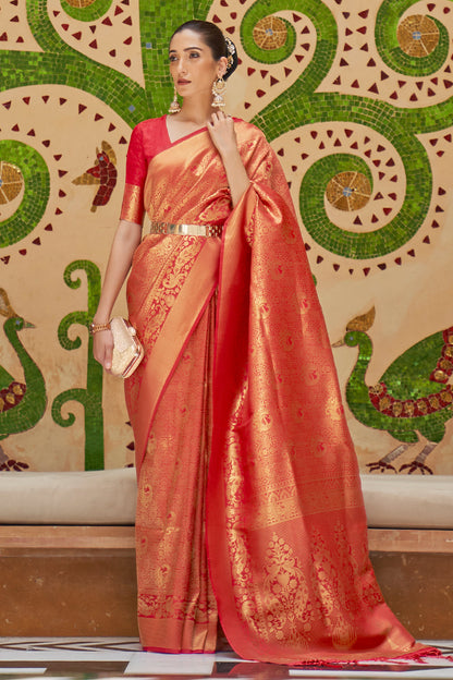 crimson red kanjivaram saree 4 3