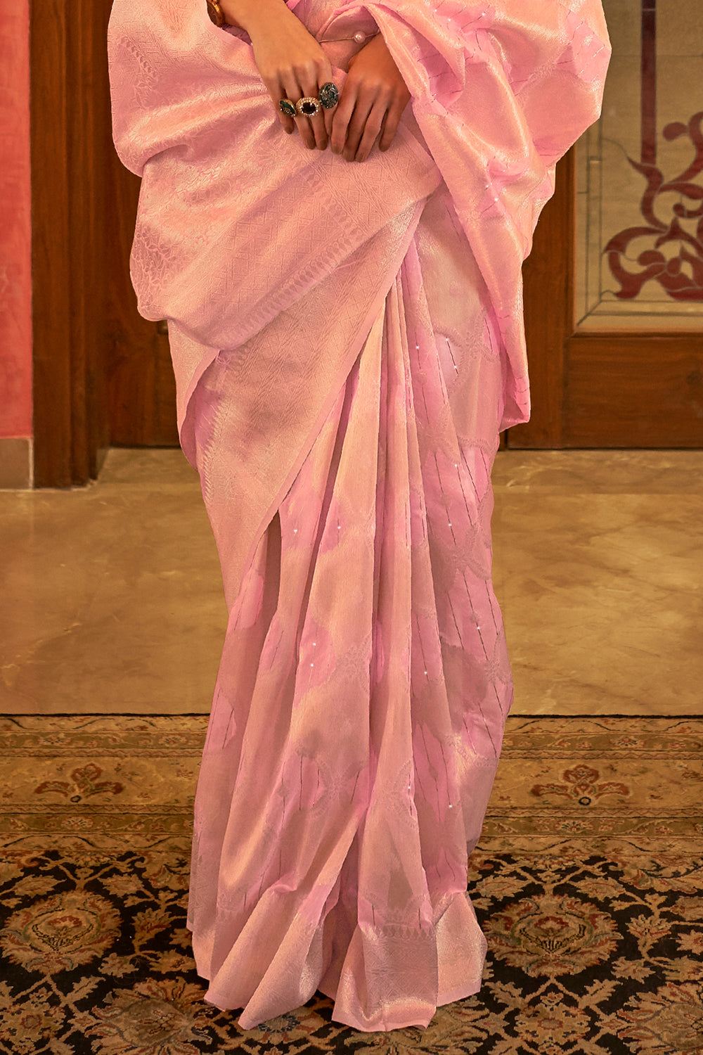 blush pink cotton saree 2