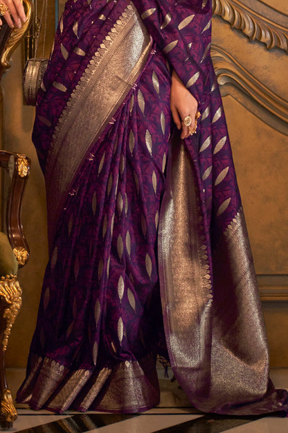 raisin purple satin saree 2