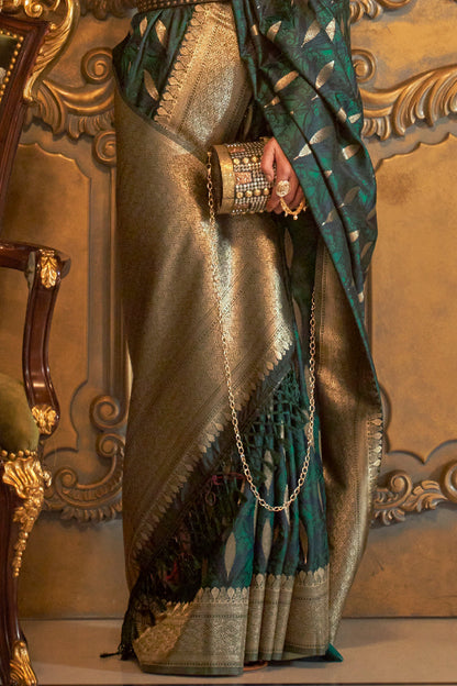 sacramento green satin saree 2