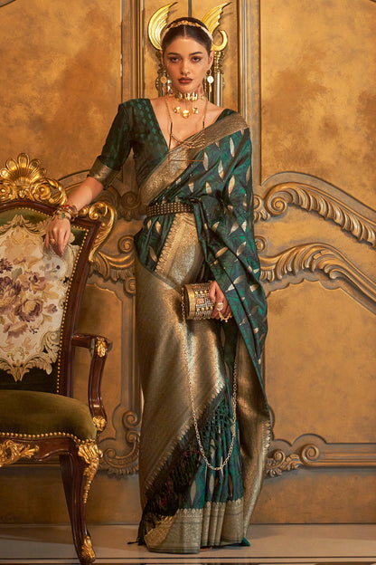 sacramento green satin saree 3