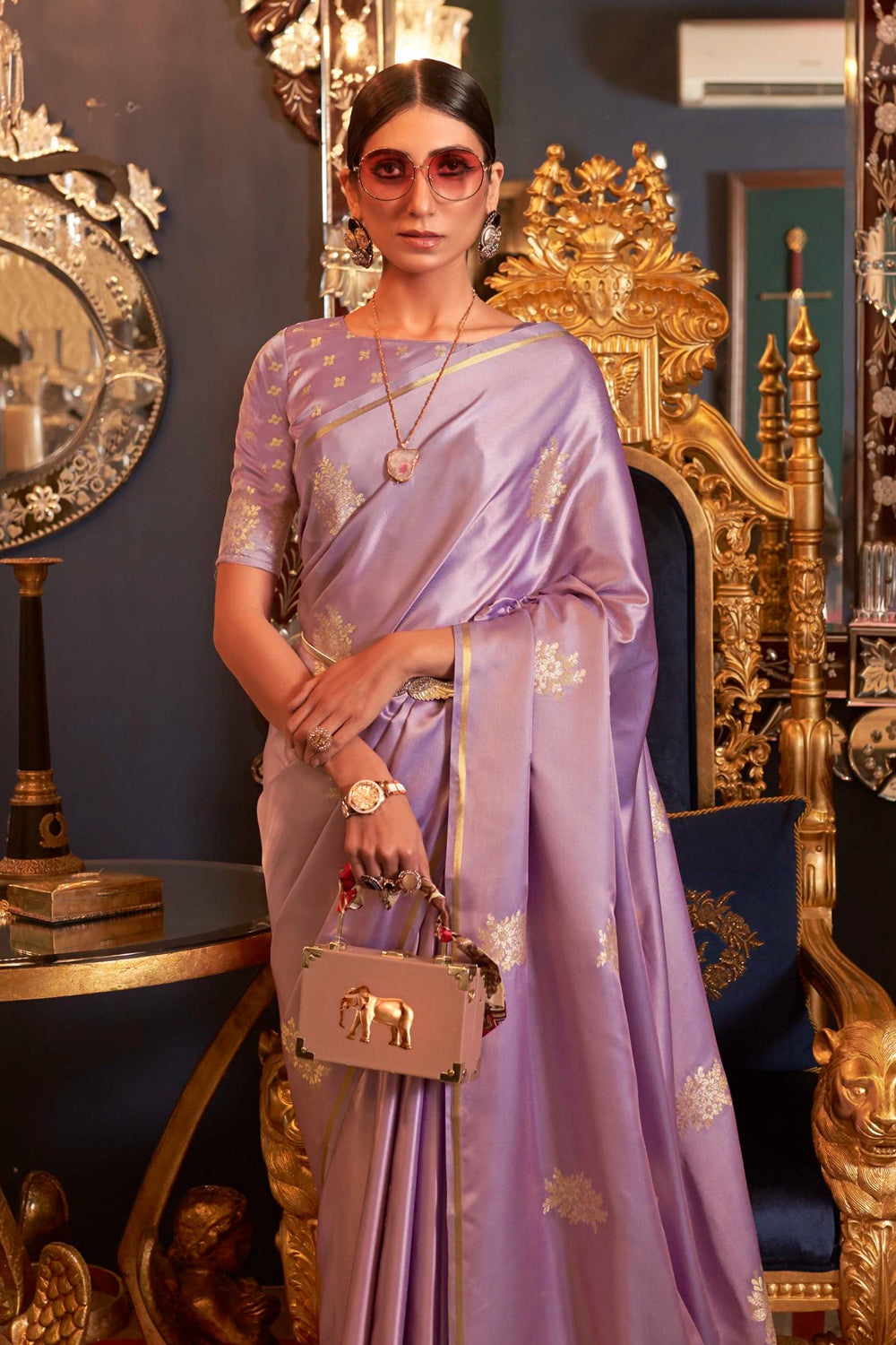 lavender purple banarasi saree 1