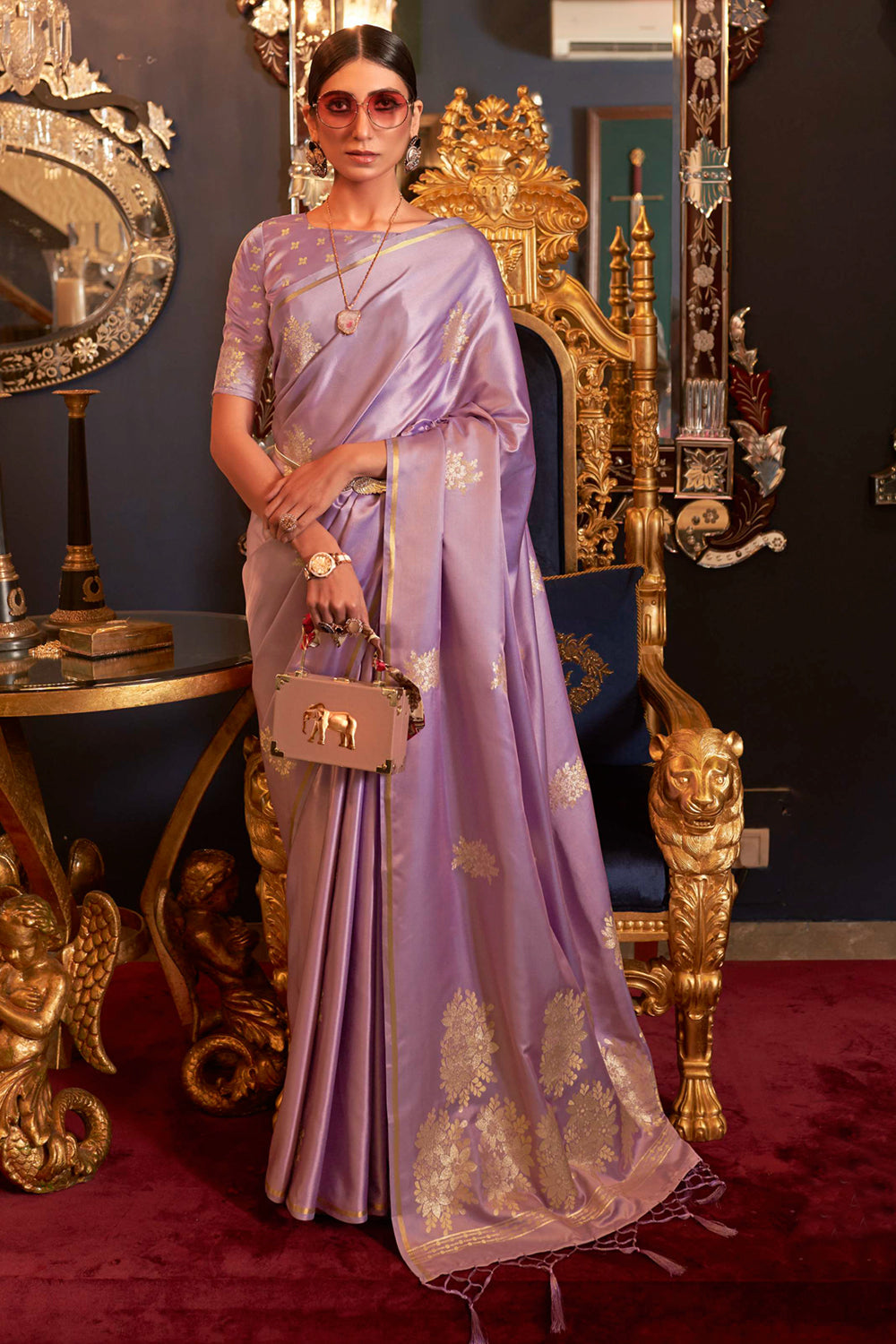 lavender purple banarasi saree 3