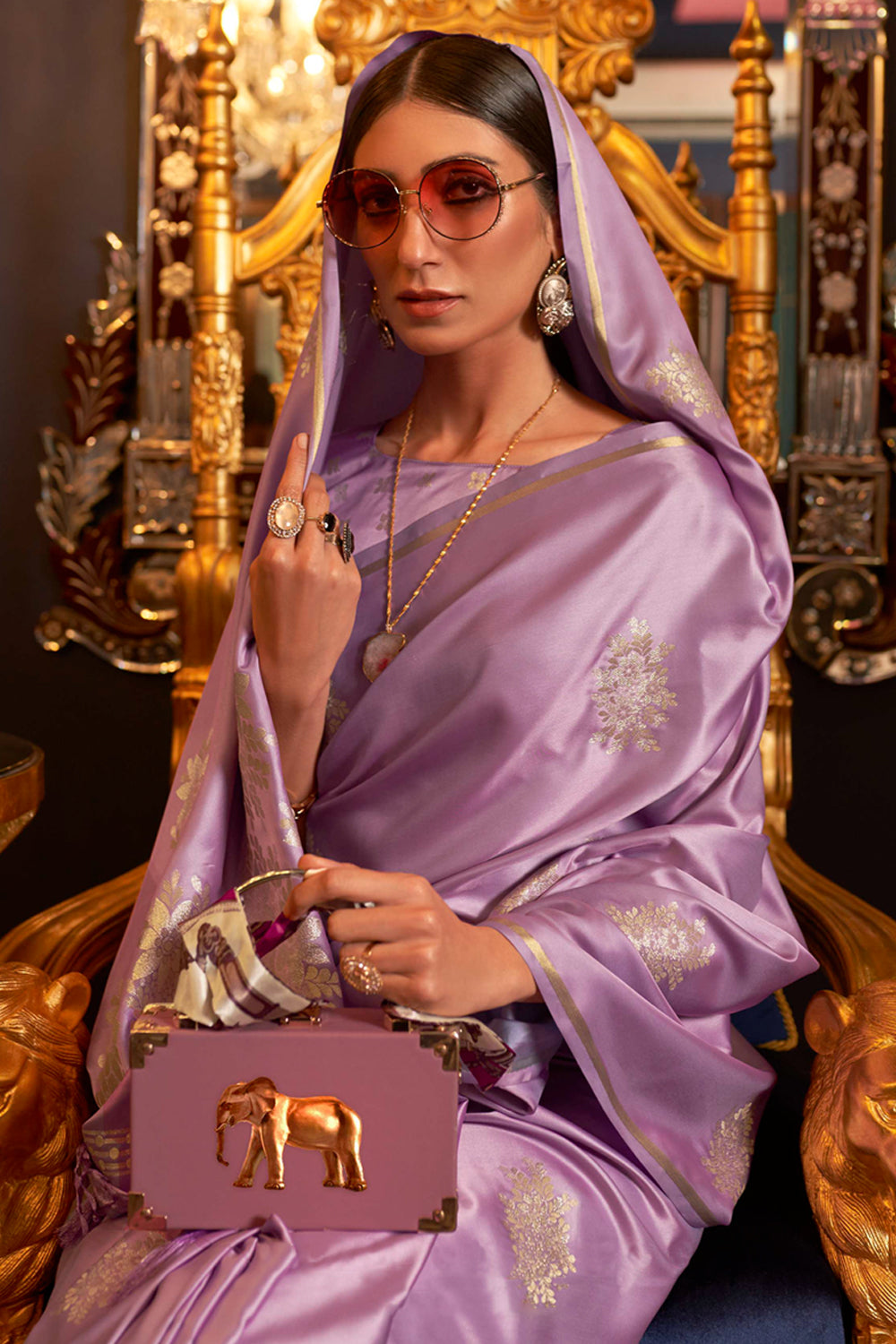 lavender purple banarasi saree 4