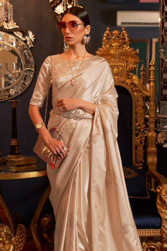 rice white banarasi saree 1