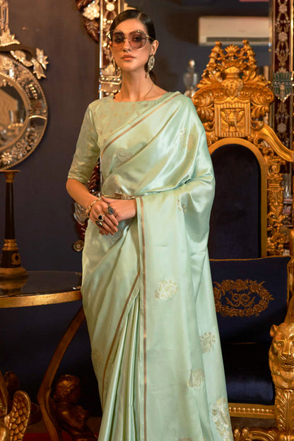 sage green banarasi saree 1