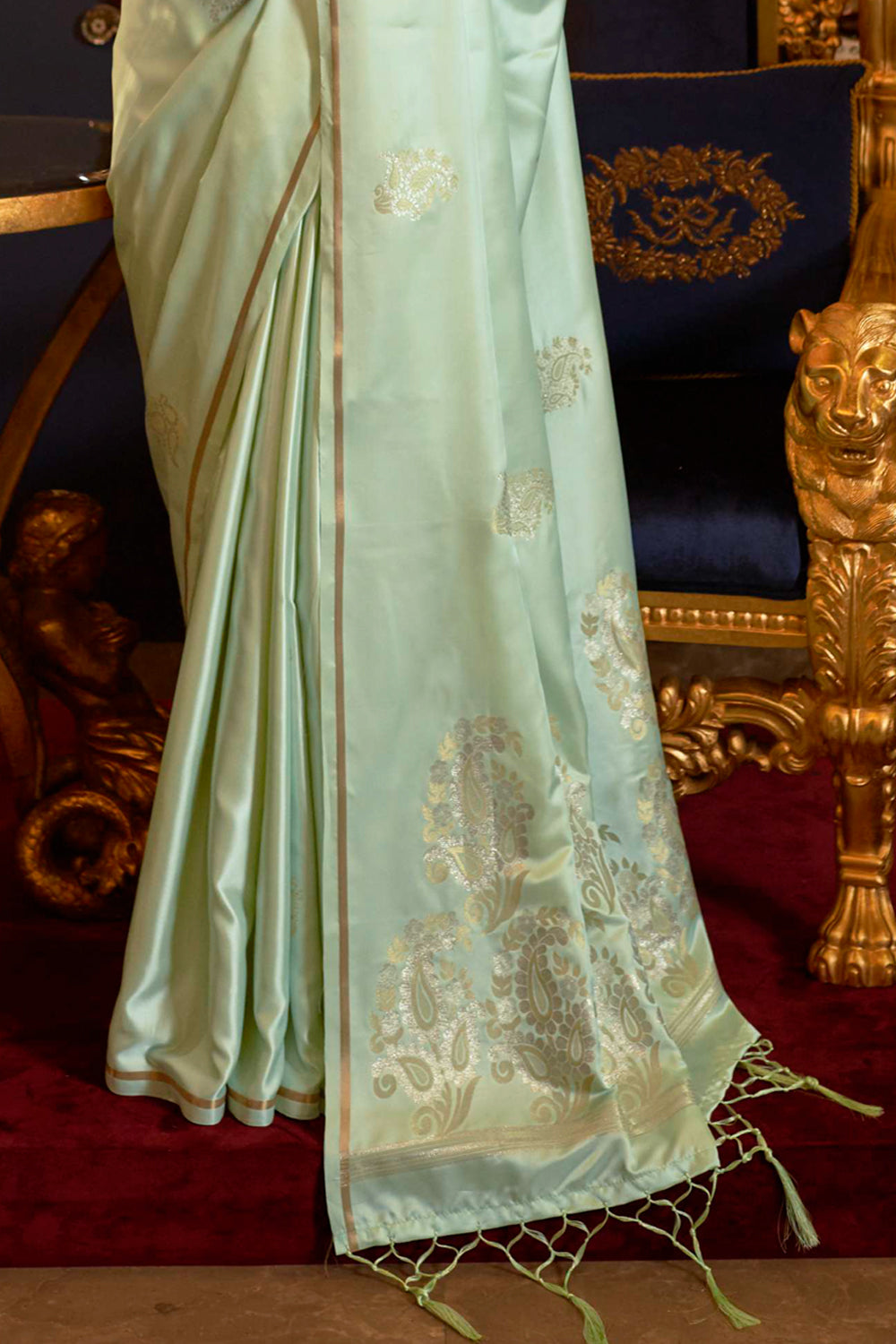 sage green banarasi saree 2