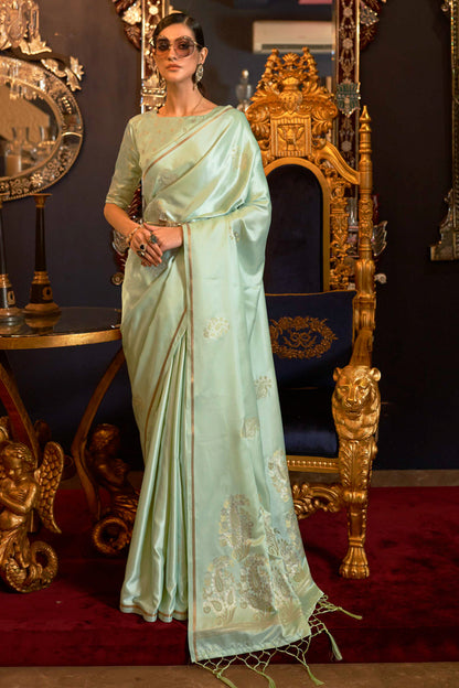 sage green banarasi saree 3