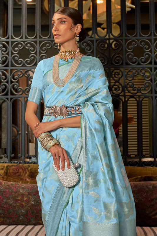 maya blue kanjivaram saree 1