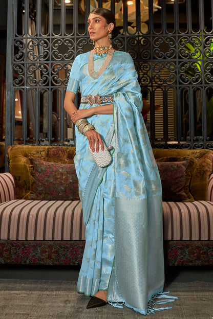 maya blue kanjivaram saree 3