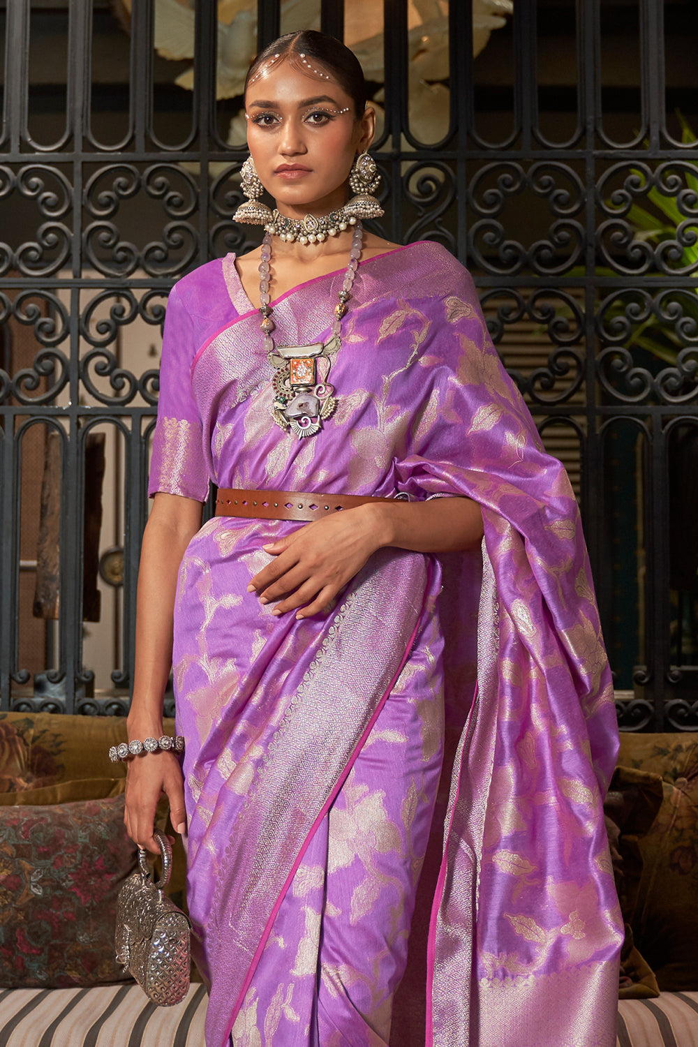 lavender purple kanjivaram saree 2 1