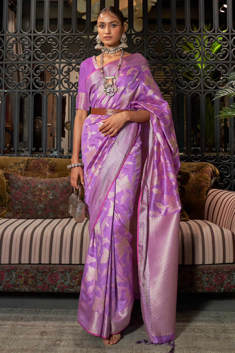 lavender purple kanjivaram saree 2 3