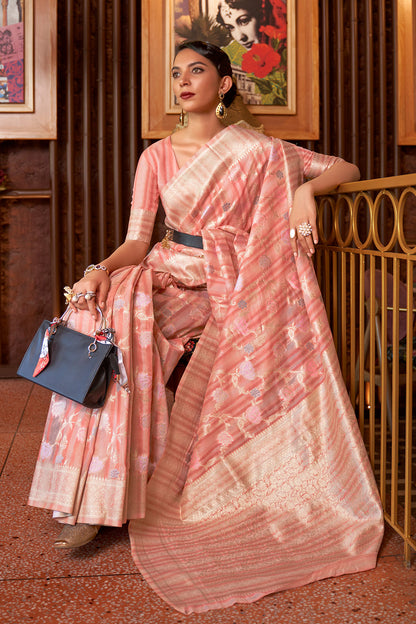 rose pink linen saree 2 1