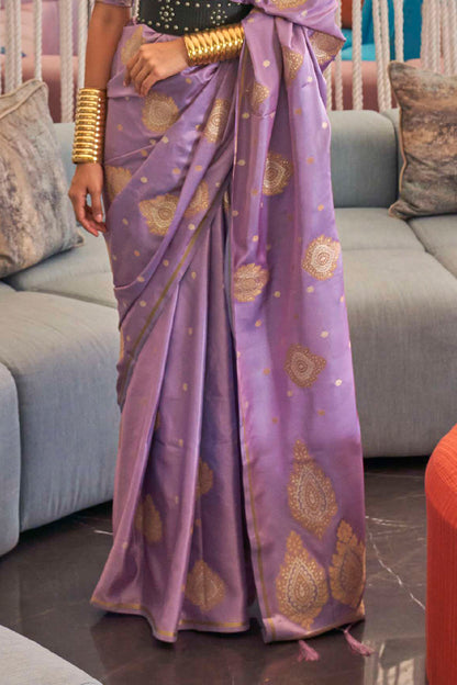 pastel purple satin saree 2