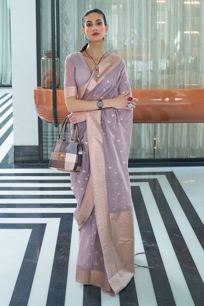 powder purple cotton saree 3