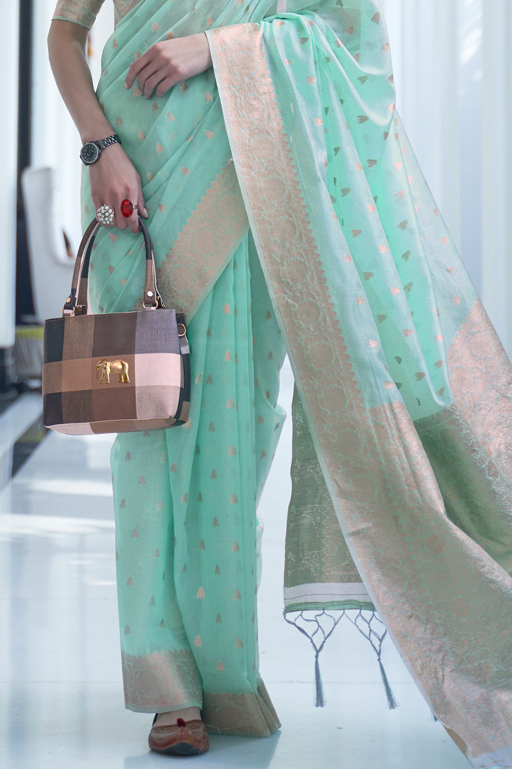 tiffany blue cotton saree 2