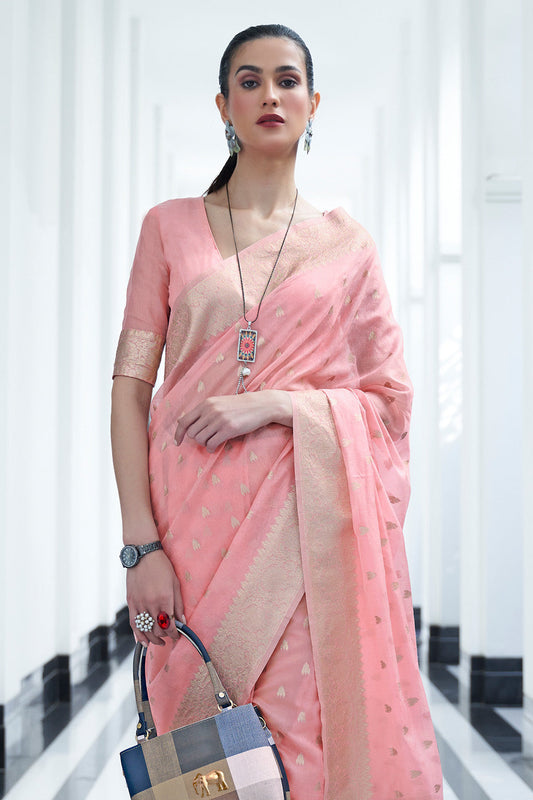 soft pink cotton saree 1