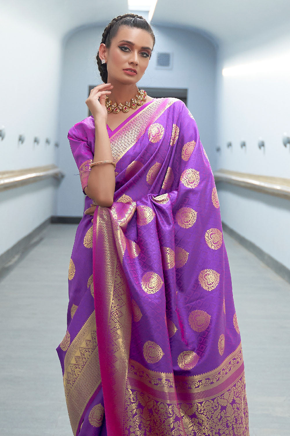 iris violet banarasi saree 1