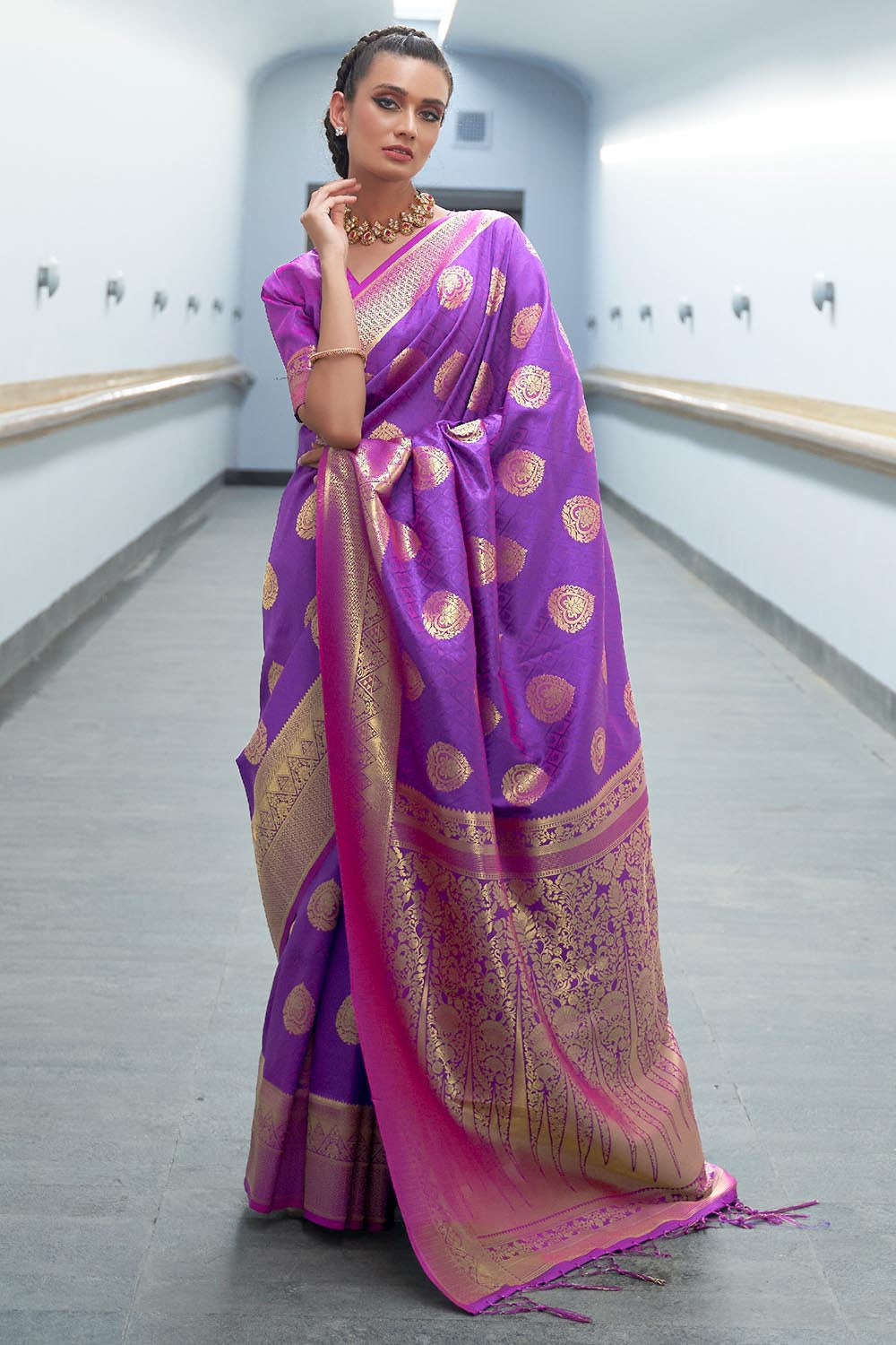 iris violet banarasi saree 3