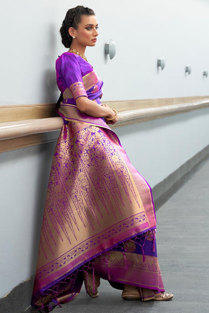 iris violet banarasi saree 4