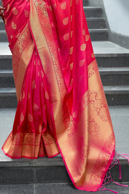 deep pink banarasi saree 2