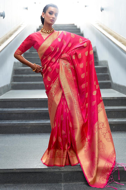 deep pink banarasi saree 3