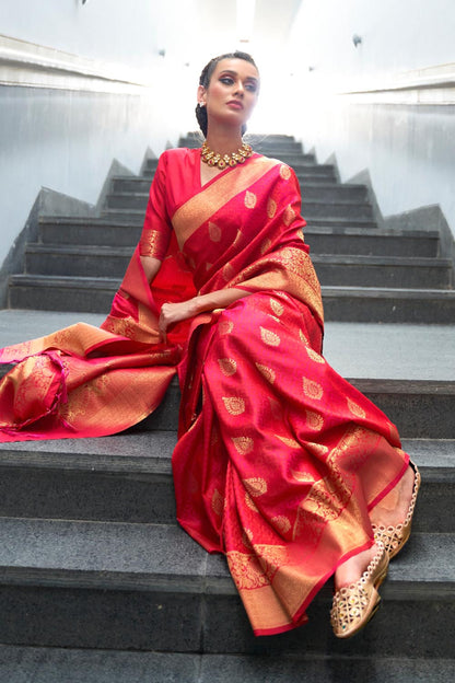 deep pink banarasi saree 4