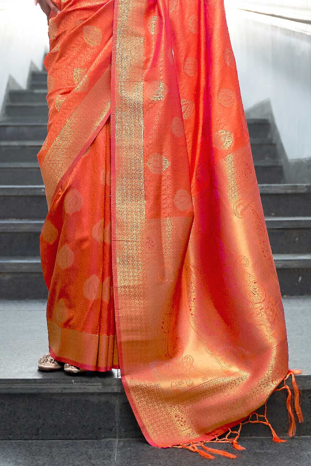 bright orange banarasi saree 2