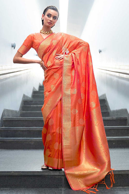 bright orange banarasi saree 3