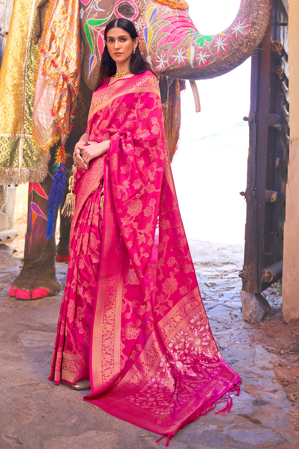 deep pink kanjivaram saree 3