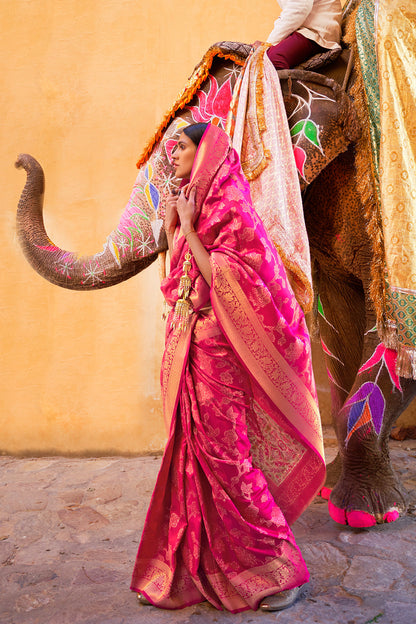 deep pink kanjivaram saree 4