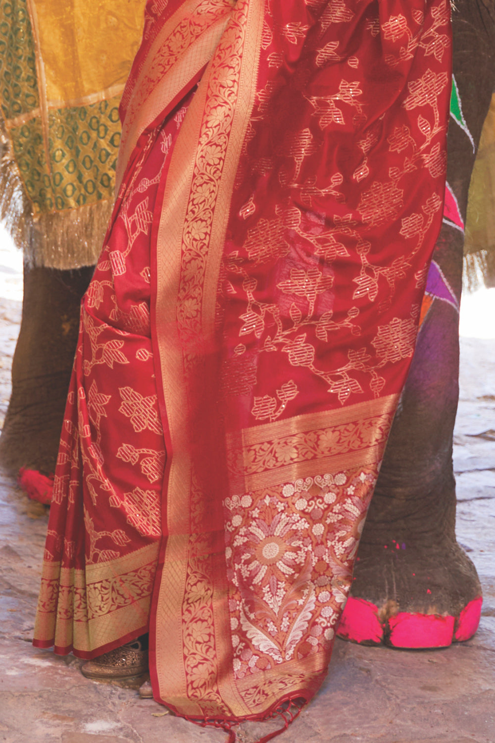 ruby red kanjivaram saree 2