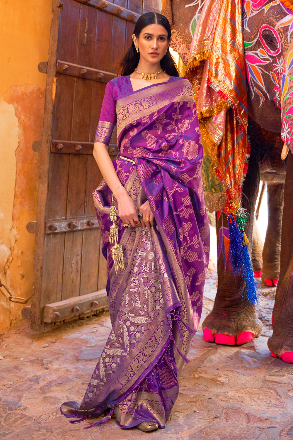 mulberry purple kanjivaram saree 2 3