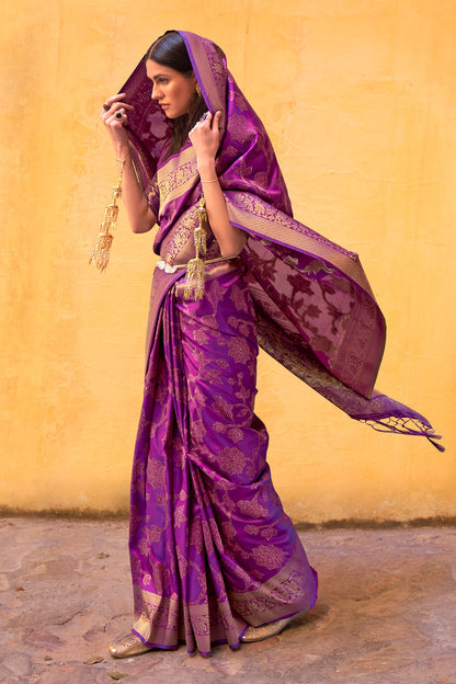 mulberry purple kanjivaram saree 2 1