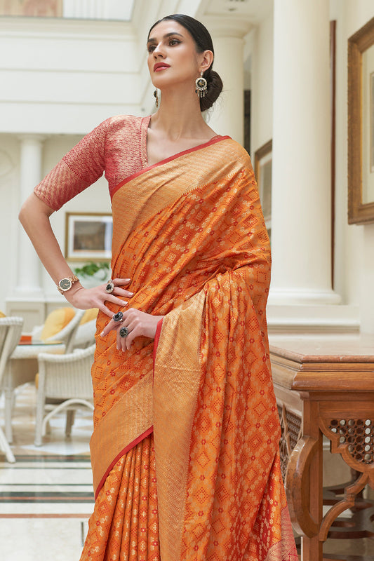 fire orange patola saree 1