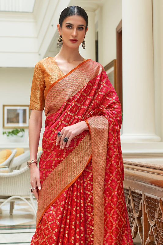 scarlet red patola saree 1