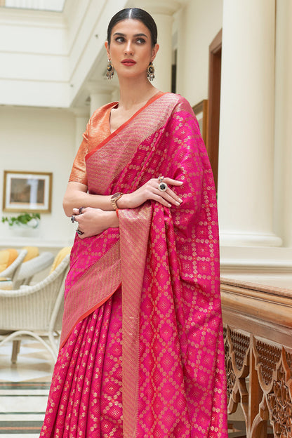 magenta pink patola saree 1 2