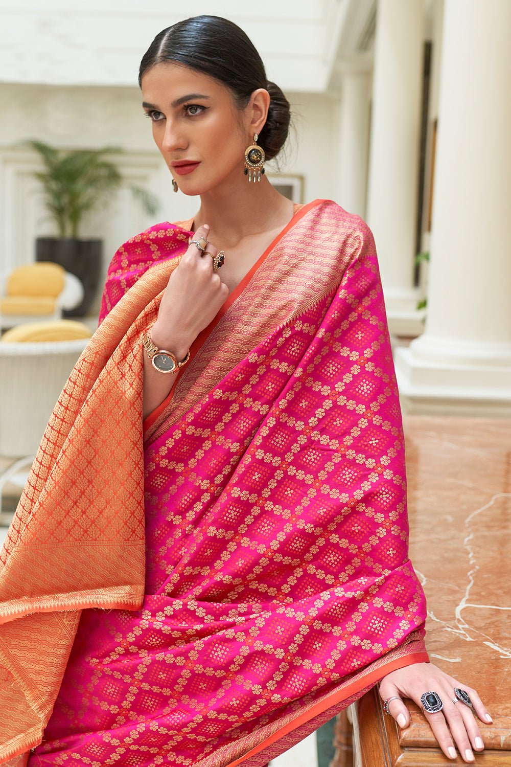 magenta pink patola saree 1 1