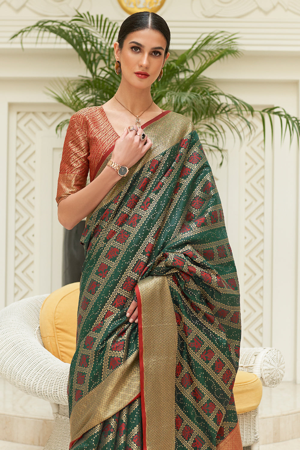 greasy green patola saree 1