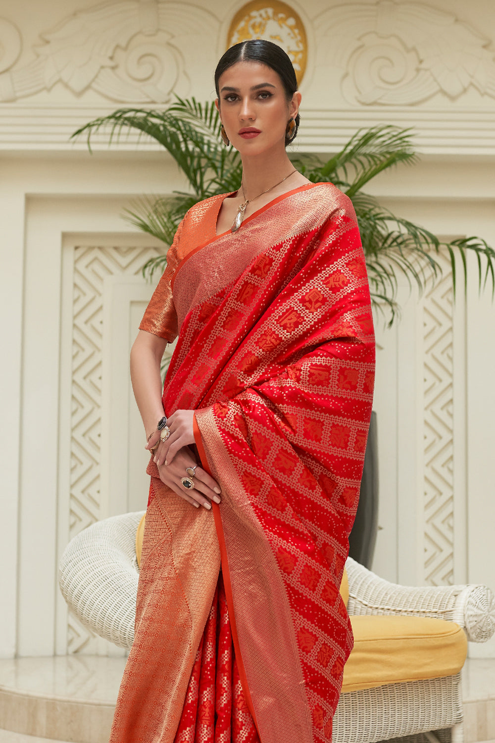 crimson red patola saree 1